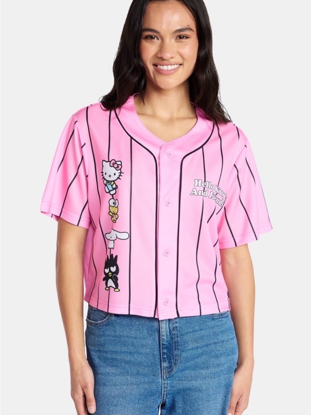 Hello Kitty Sanrio Pink Pinstripe Hello Kitty & Friends Jersey Size XL NWT - Picture 2 of 6